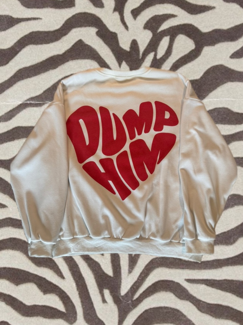 Adika Graphic 'Dump Him' Heart Sweatshirt in White and Red